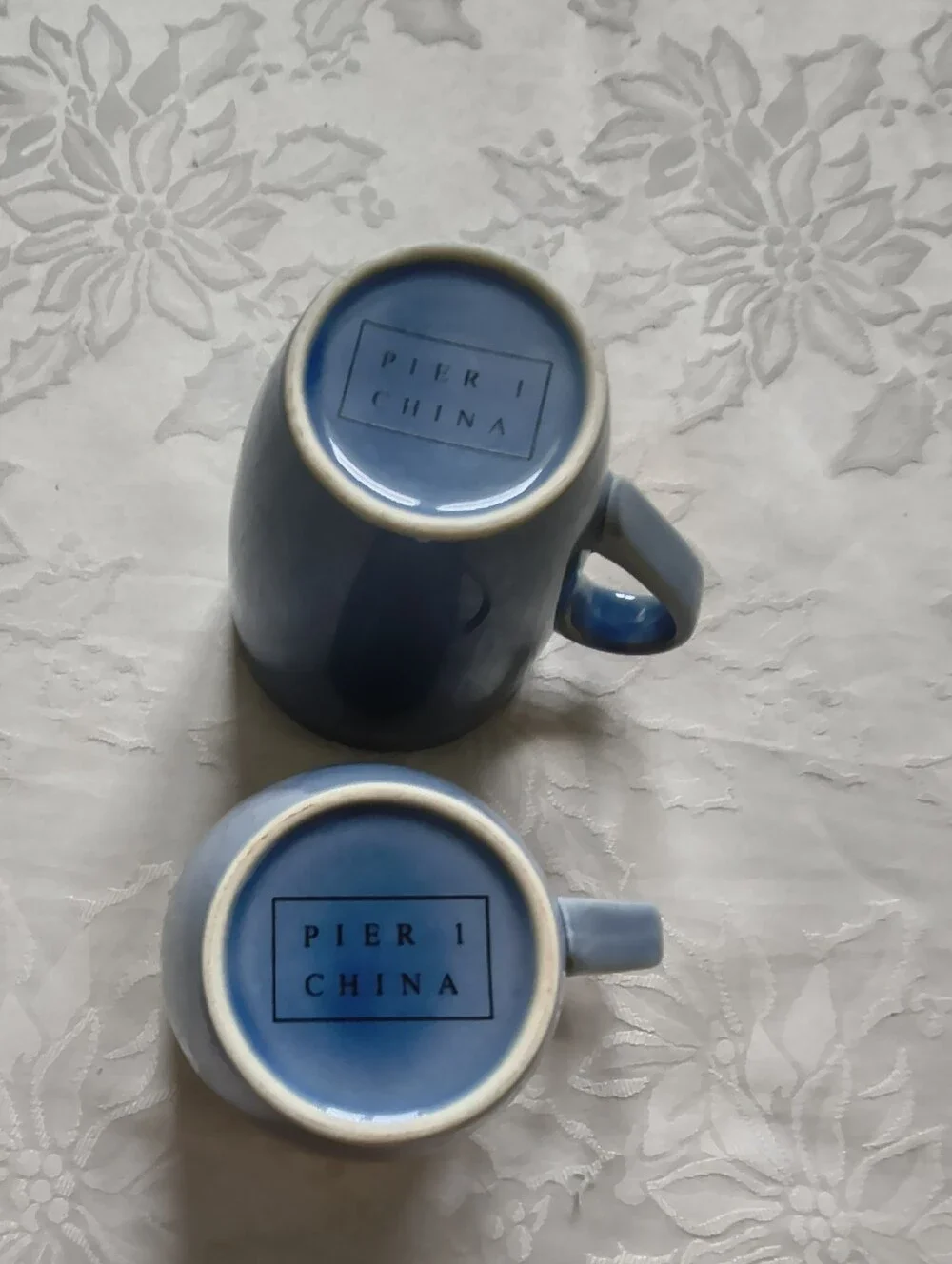 Pier 1 Stoneware Blue Mugs